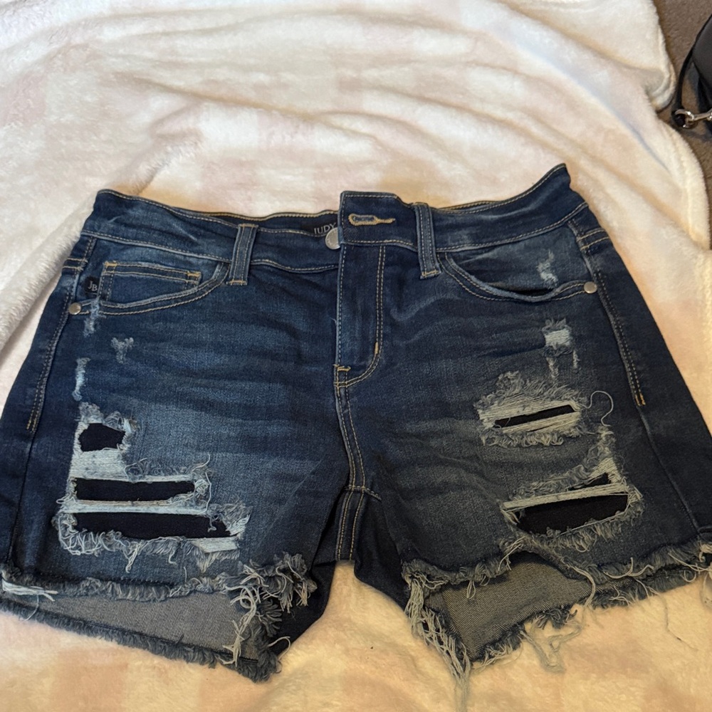 Judy Blue Dark Blue Distressed Jean Shorts